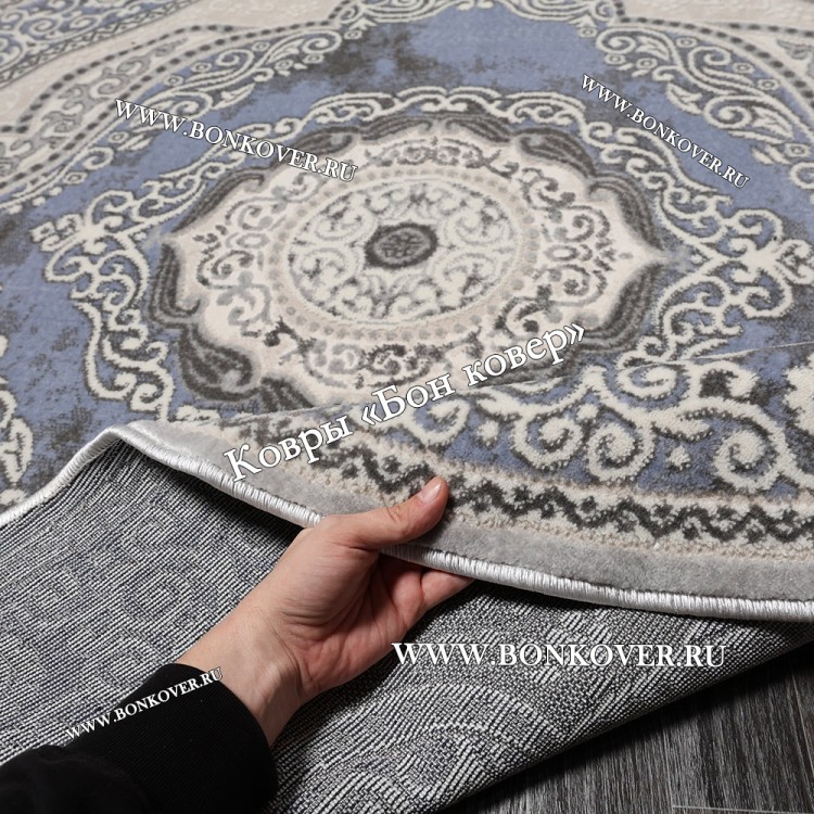 Круглый ковер в гостиную дизайн 01 Синий