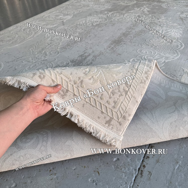 Ковер Турция Для Гостиной Дизайн 96 Белый со Светло-серым