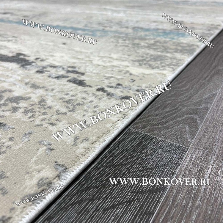 Ковер Турция Современный Дизайн 05 Серый с Голубым Круг