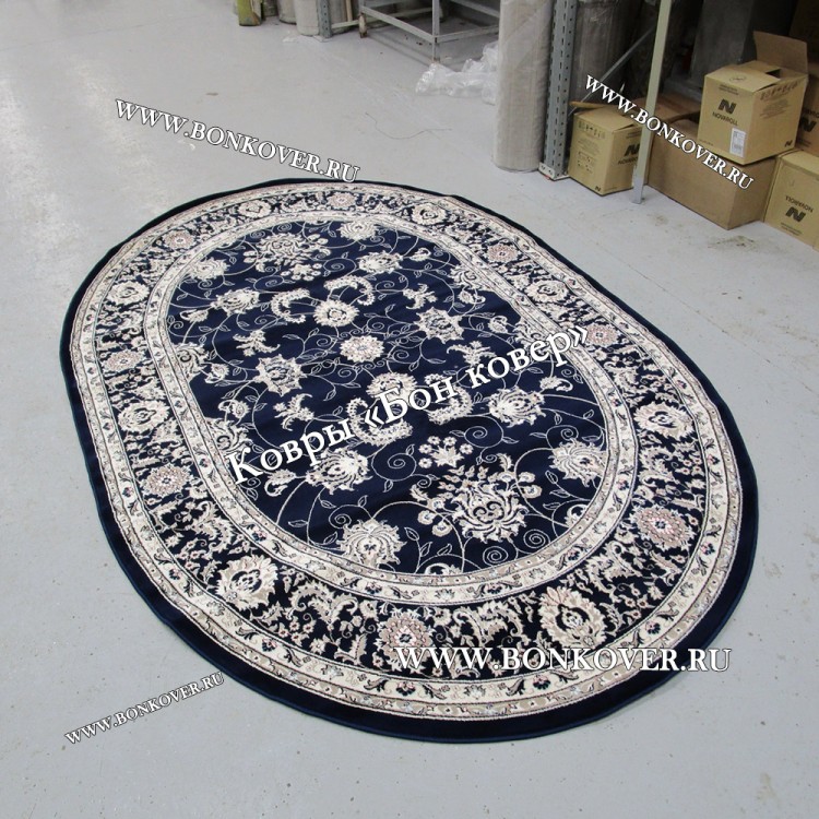 Овальный Ковер Для Гостиной Дизайн 30596 Темно-Синий
